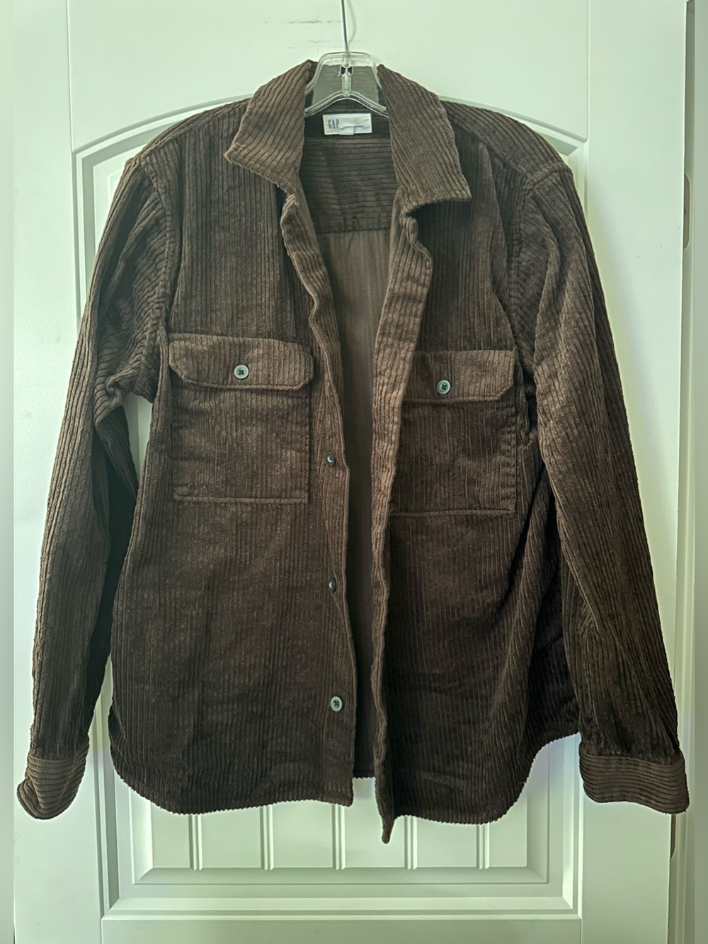 GAP Men's Relaxed Corduroy Overshirt Shacket Jacket Brown Button Down M